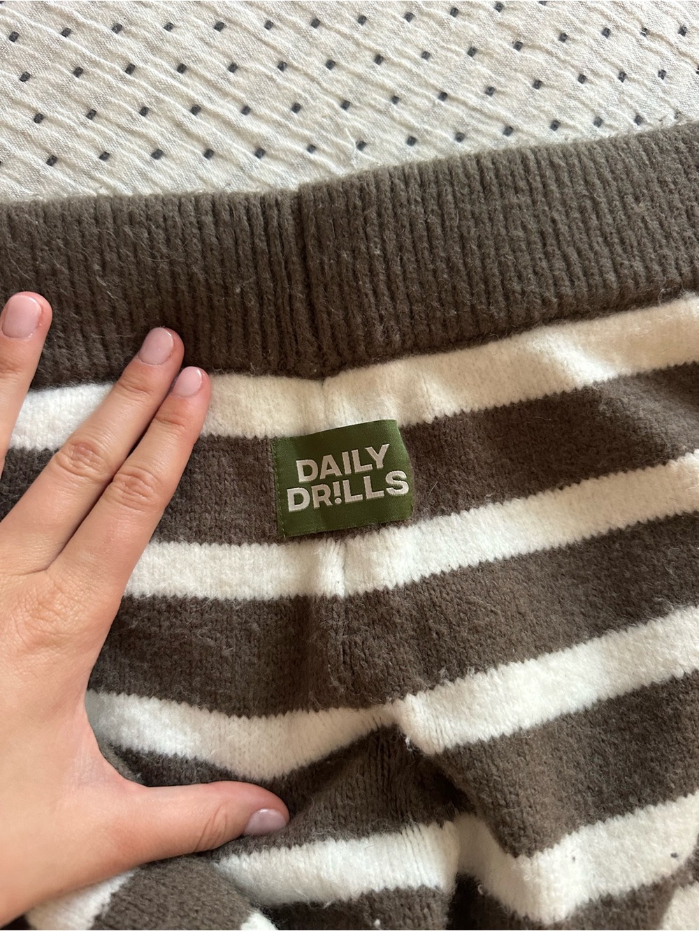 Daily Drills Striped Knit Lounge Pants - brown and white - Picture 2 of 2